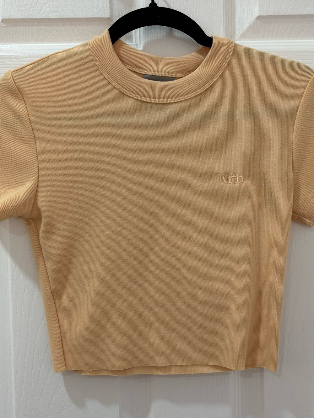 KITH Ribbed Cropped Tee in Peach